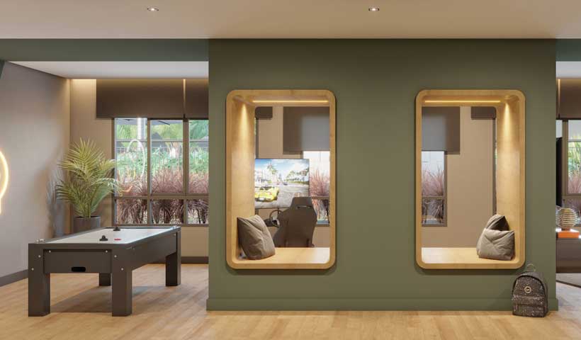 PERSPECTIVA ILUSTRADA DO SALÃO DE JOGOS