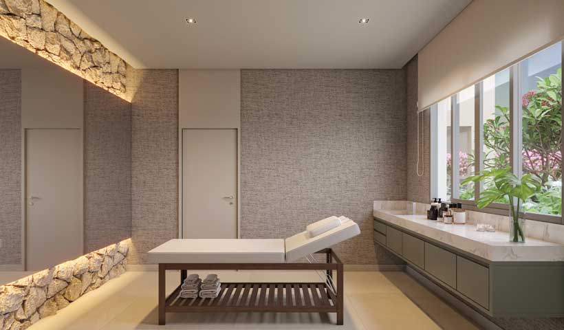 PERSPECTIVA ILUSTRADA DA SALA DE MASSAGEM