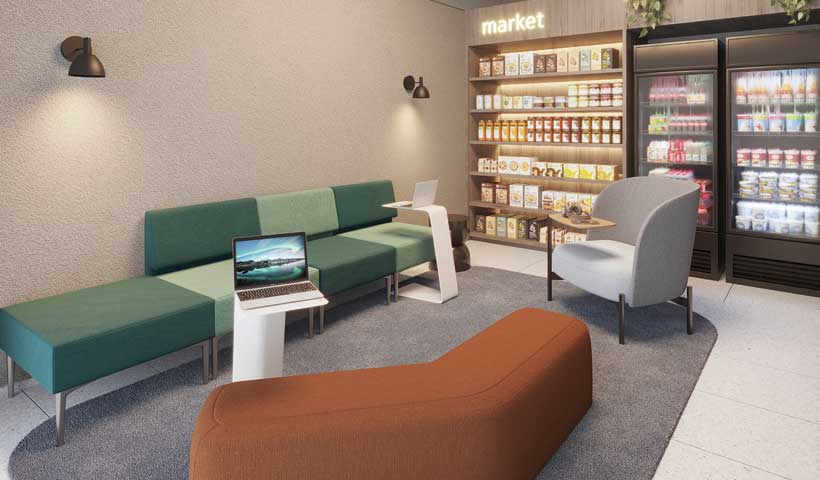 PERSPECTIVA ILUSTRADA DO COWORKING/MINIMARKET