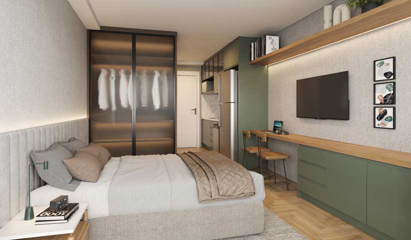 PERSPECTIVA ILUSTRADA DO STUDIO DE 23 M² - FINAL 23 OU 26