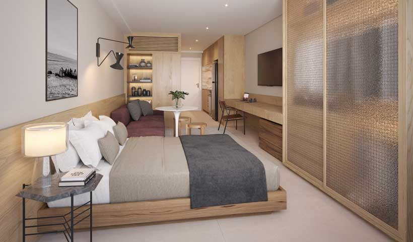 PERSPECTIVA ILUSTRADA DO STUDIO DE 35 M² - FINAL 9 OU 11