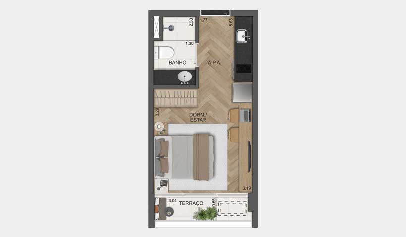 PLANTA STUDIO DE 23 M² - FINAL 23 OU 26