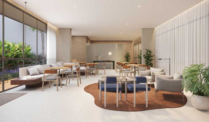 PERSPECTIVA ILUSTRADA DO SALÃO DE FESTAS/LOUNGE