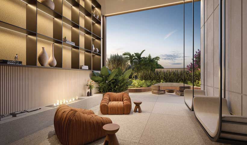 Perspectiva ilustrada do lounge