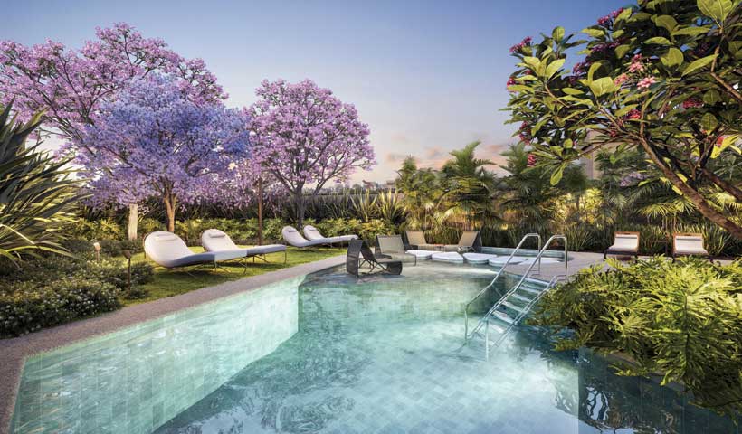 Perspectiva ilustrada da piscina