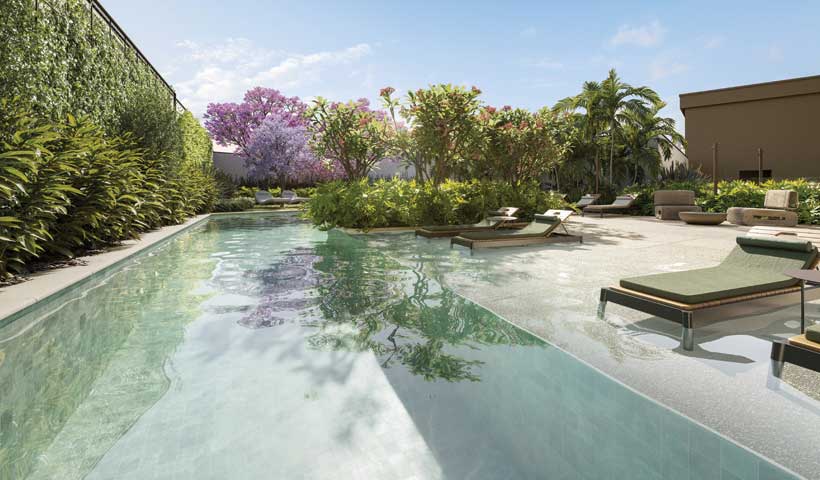 Perspectiva ilustrada da piscina