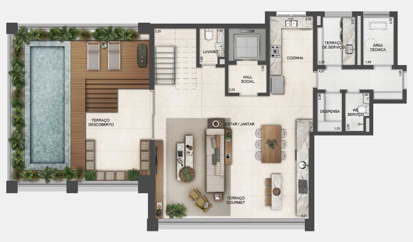 Planta de 329 m² - duplex - inferior