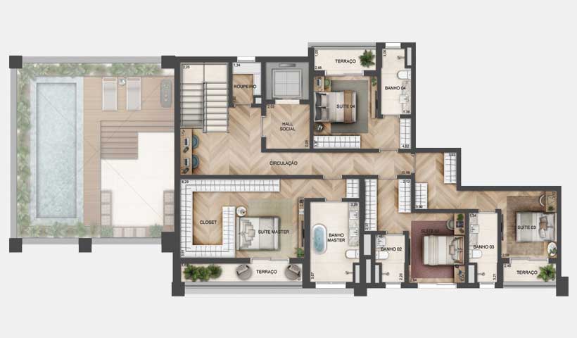 Planta de 329 m² - duplex - superior