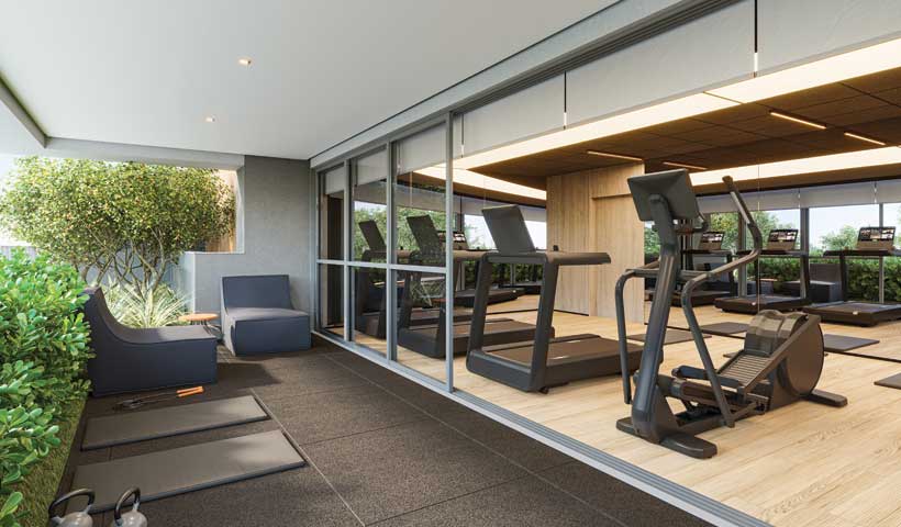 Perspectiva ilustrada do fitness externo