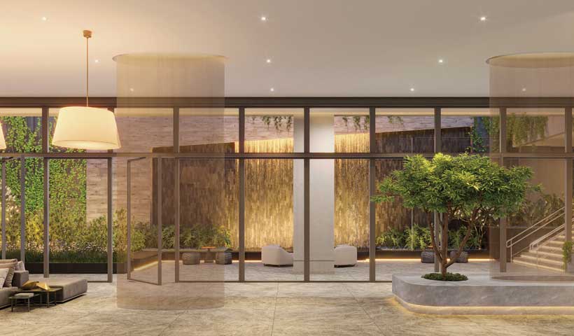 Perspectiva ilustrada do lobby galeria