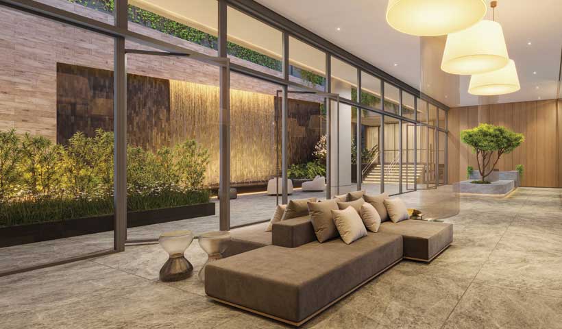 Perspectiva ilustrada do lobby galeria
