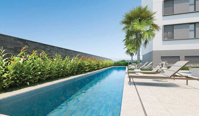 Perspectiva ilustrada da piscina adulto de 25m