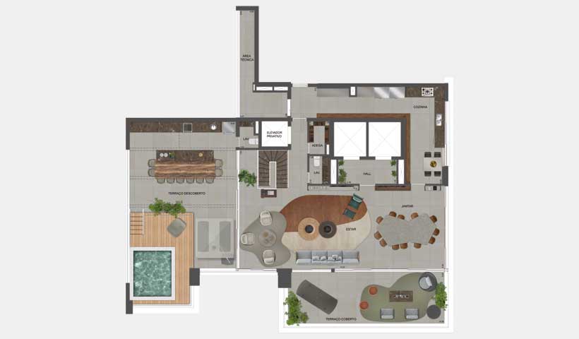 Agami - Planta do Apto Duplex de 571 m² - Superior
