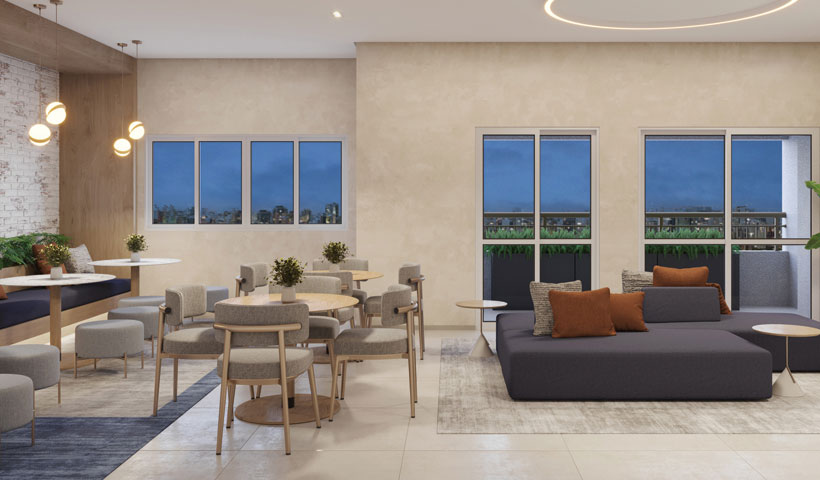 Perspectiva ilustrada do Salão de Festas