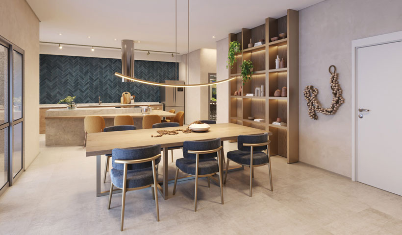 Perspectiva ilustrada da Sala Gourmet