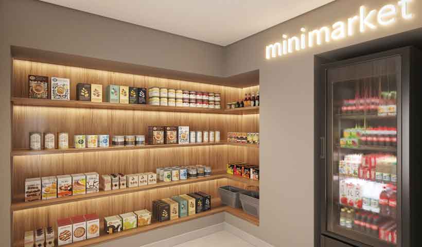 Perspectiva ilustrada do minimarket