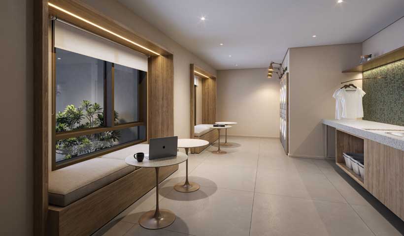 Perspectiva ilustrada do coworking