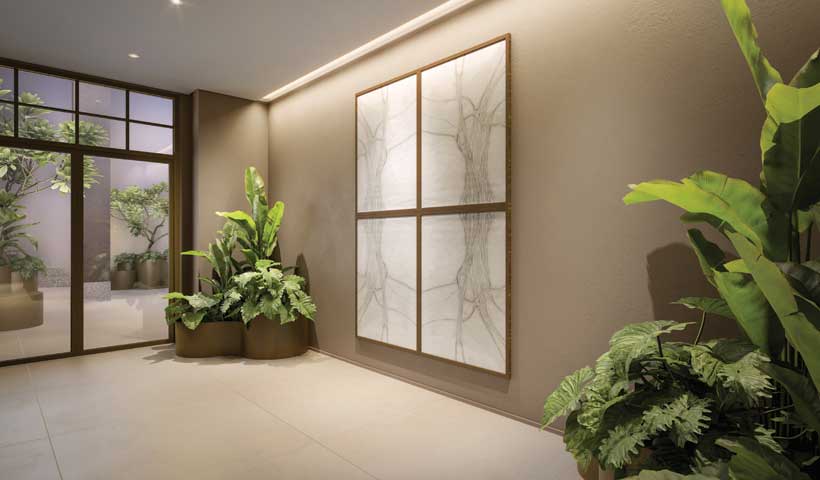 Perspectiva ilustrada do hall