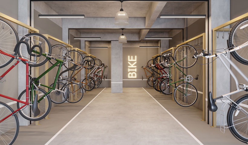 Perspectiva ilustrada do bicicletário
