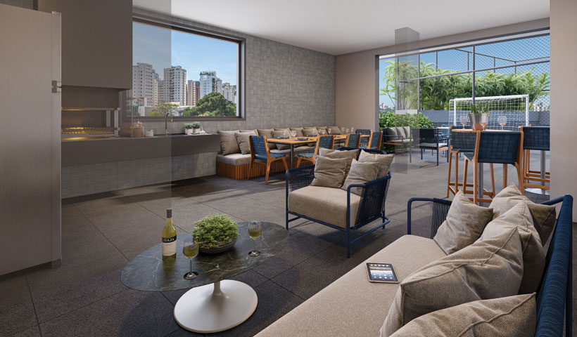 Perspectiva ilustrada da churrasqueira