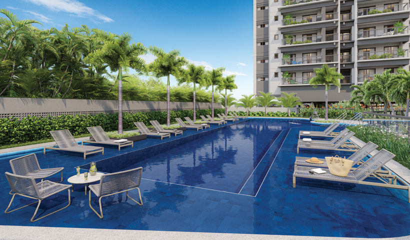 Perspectiva ilustrada da piscina adulto de 25 m