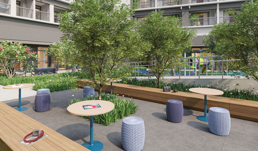 Perspectiva ilustrada da praça central