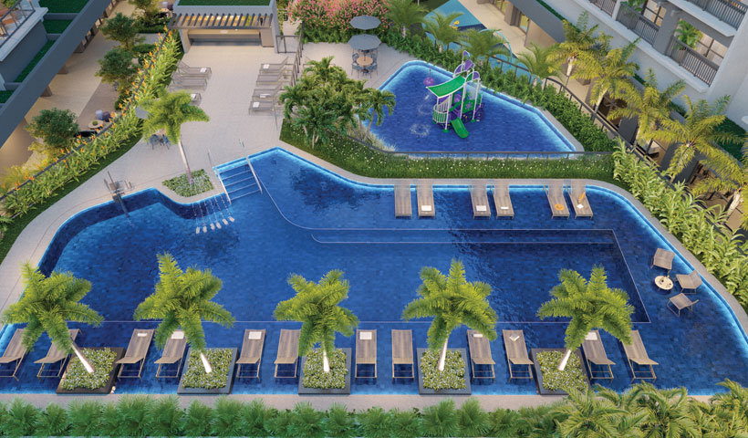 Perspectiva ilustrada do voo piscina