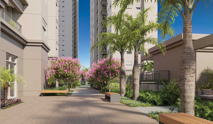 Perspectiva ilustrada da alameda entrada