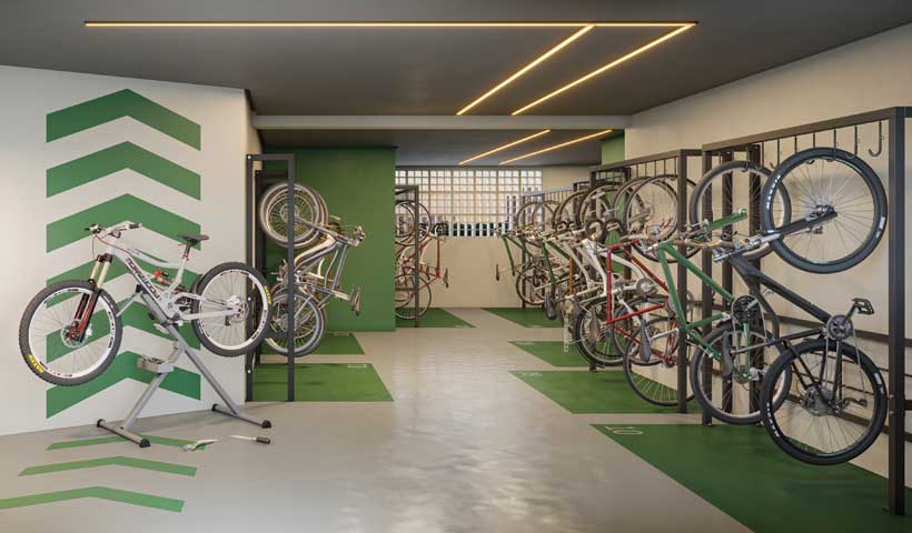 Perspectiva ilustrada do bicicletário