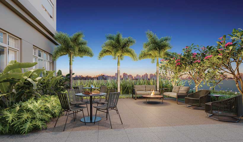 Perspectiva ilustrada do lounge jogos