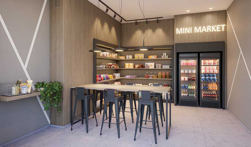 Perspectiva ilustrada do minimarket