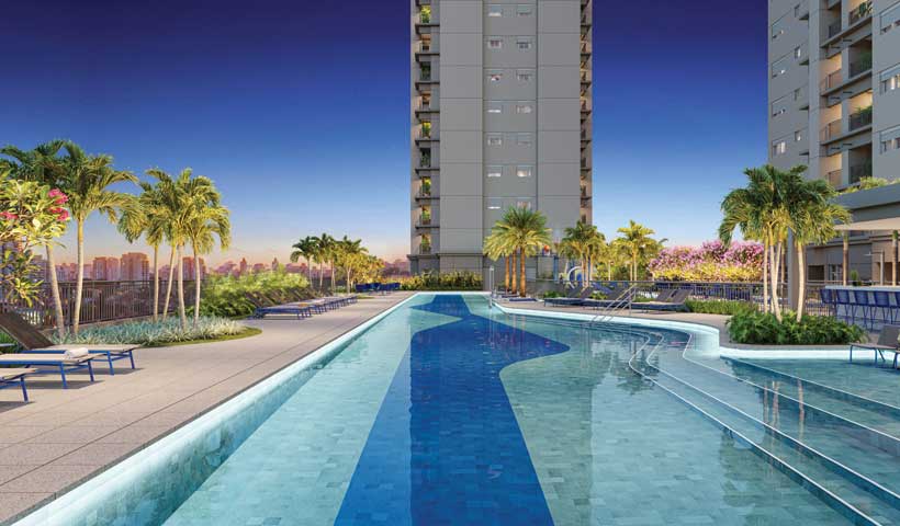 Perspectiva ilustrada da piscina adulto de 50 m