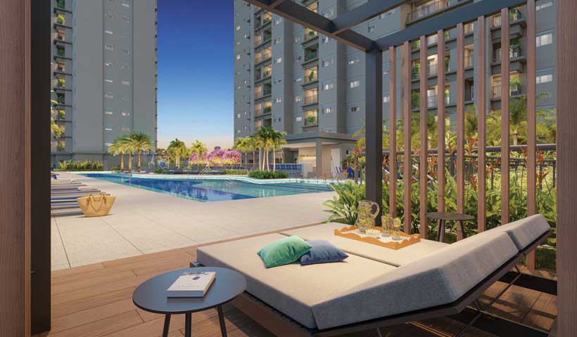 Perspectiva ilustrada do pool house