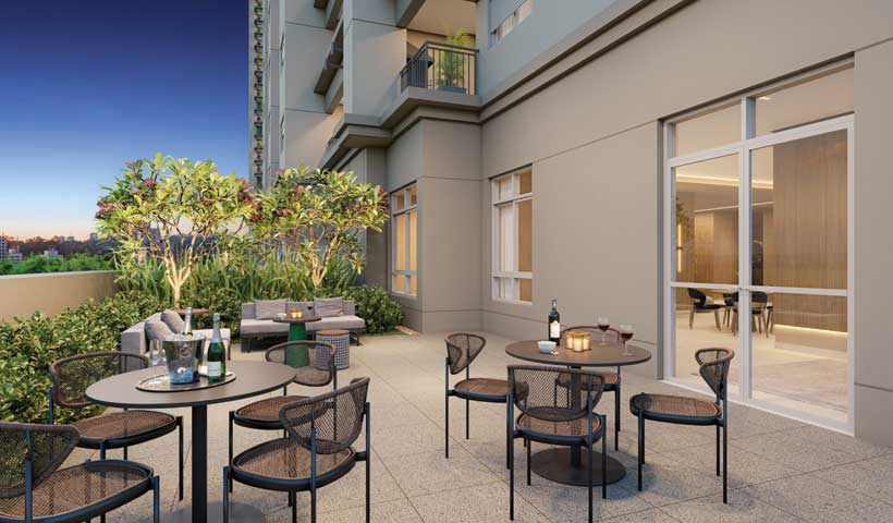 Perspectiva ilustrada da praça festas