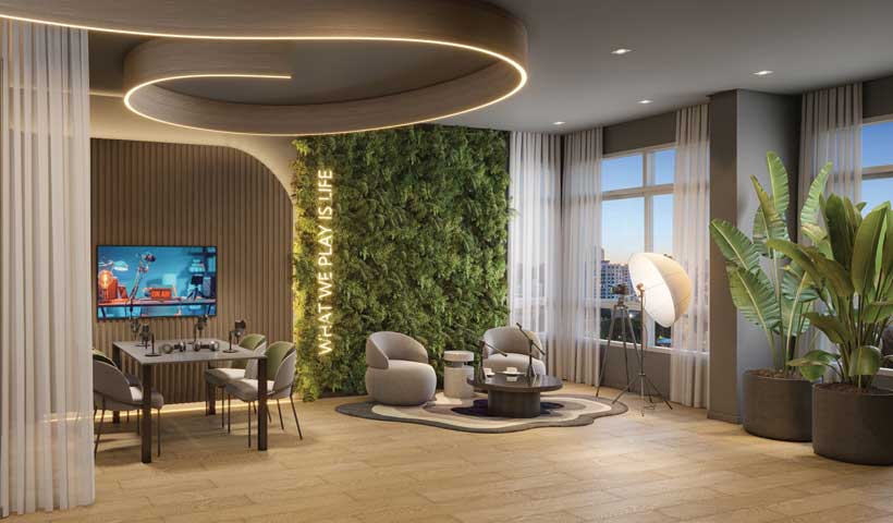 Perspectiva ilustrada do espaço influencer