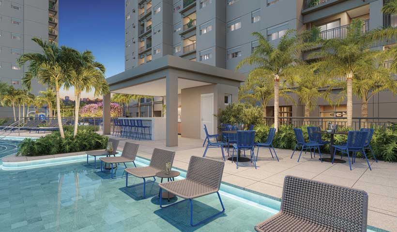 Perspectiva ilustrada do solarium pool bar