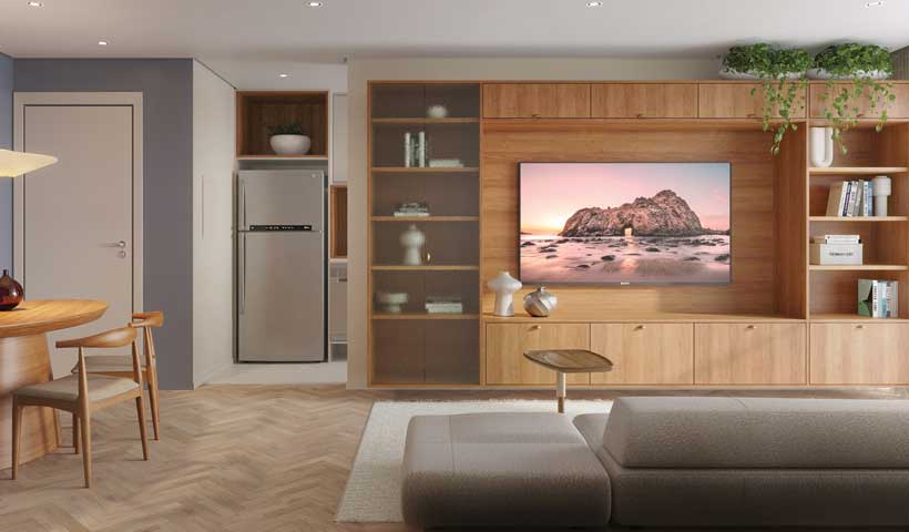 Perspectiva ilustrada do apto. de 2 suítes de 74 m² - Final 01