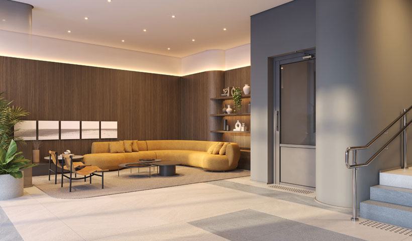 Perspectiva ilustrada do lobby