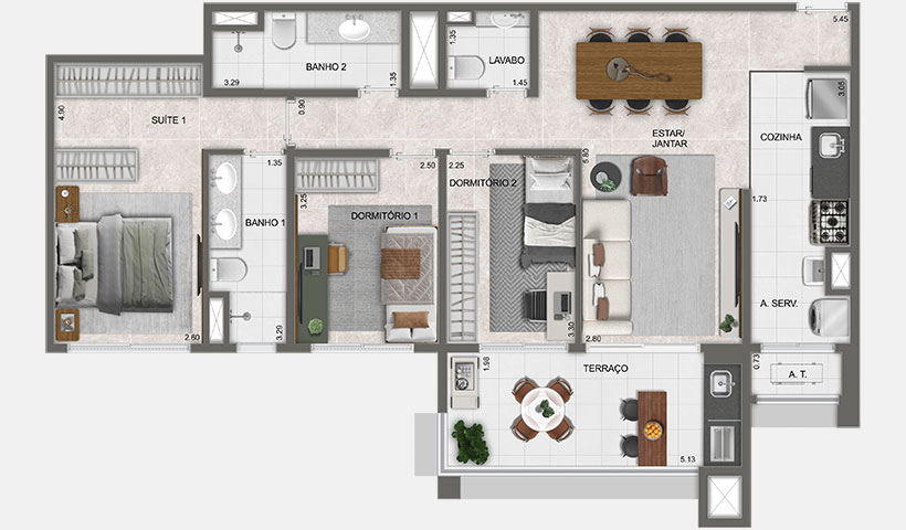 Planta Tipo do Apto. de 98 m²