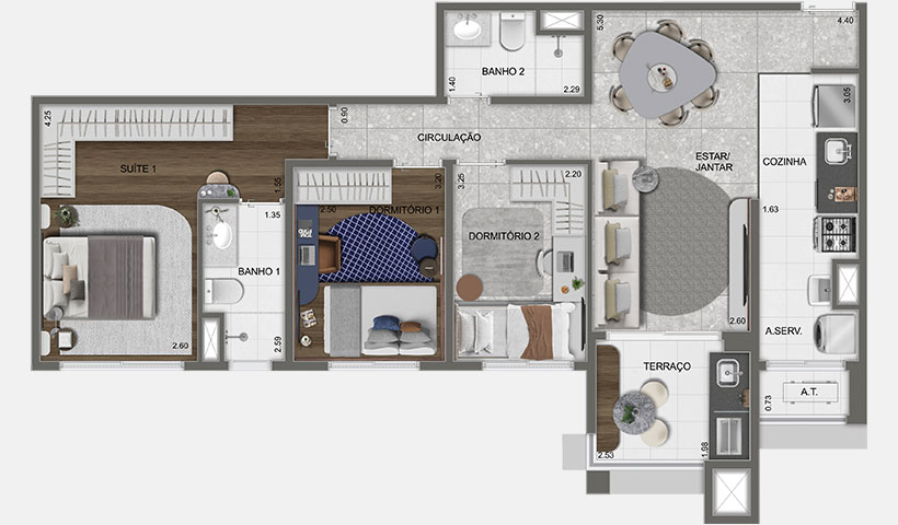 Planta Tipo do Apto. de 80 m²