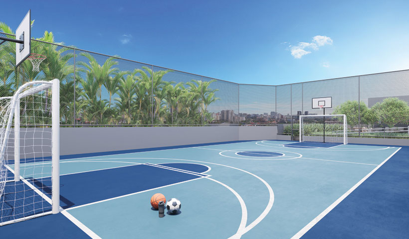 Perspectiva ilustrada da quadra de esportes