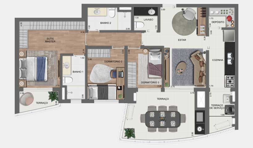 Arkadio - Planta Tipo 107 m²