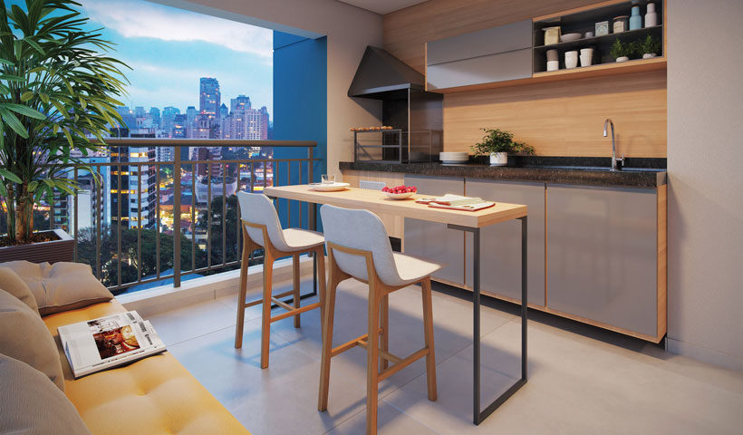 Artis Jardim Prudência – Terraço do apto. de 66 m²