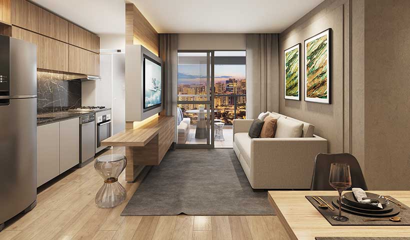 Chanés Street – Living do apto. de 75 m²