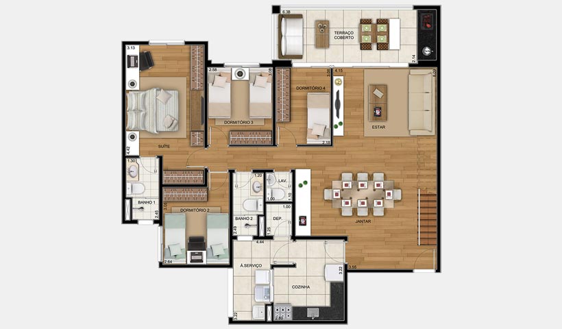 Chateau Monet – Cobertura duplex inferior 131 m²