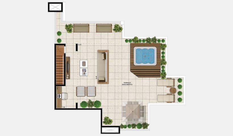 Chateau Monet – Cobertura duplex superior 105 m²