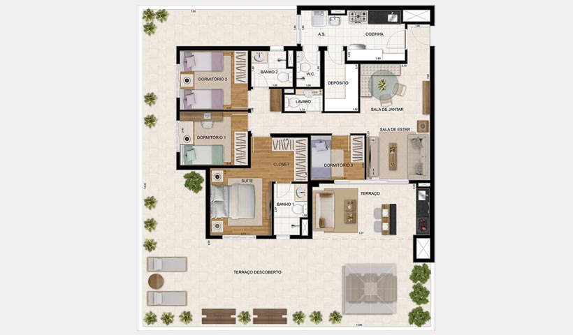 Botânica – Planta garden de 106 m² 4 Dorms.