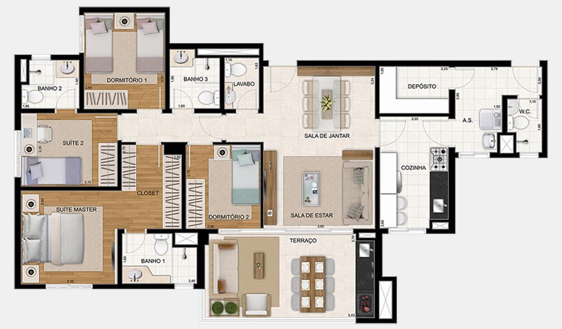 Reserva – Planta 122 m² 4 Dorms.