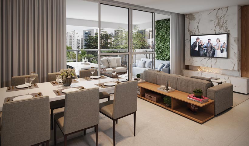 Diogo Ibirapuera – Living do apto. de 100 m²