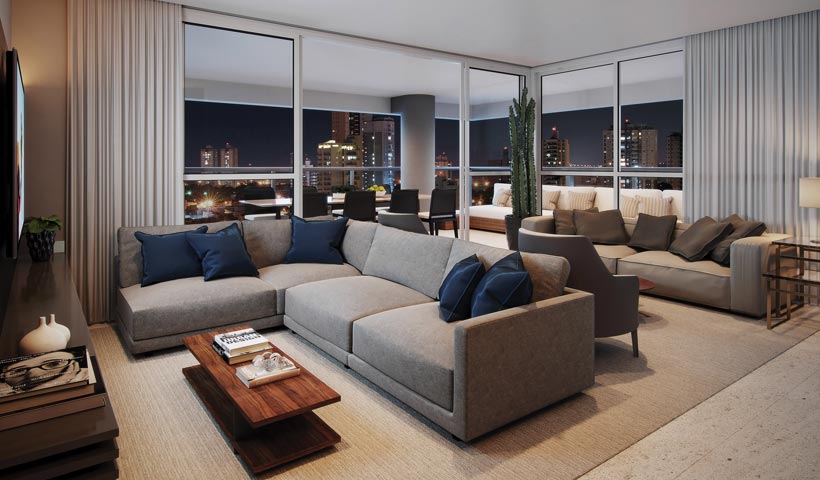 Diogo Ibirapuera – Living do apto. de 170 m²